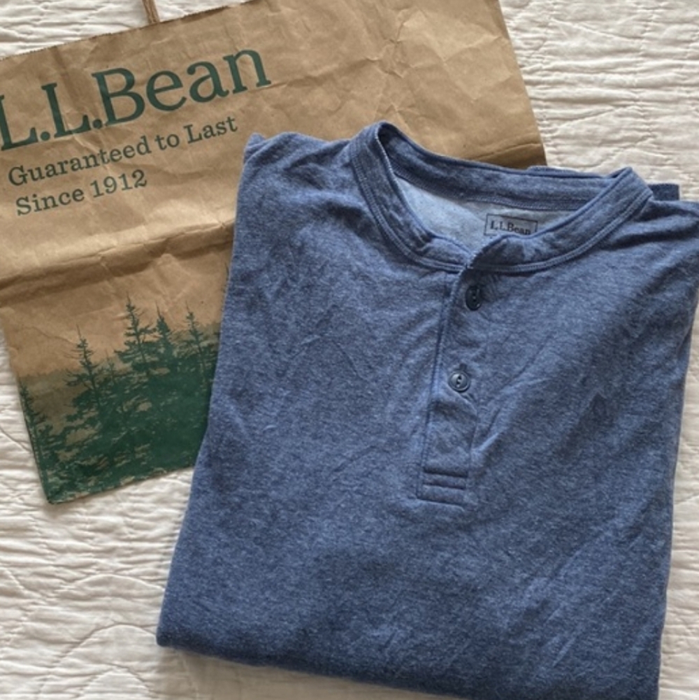 LL Bean Merino Wool w Cotton Lined Thermal River Driver Henley - Wool & Cotton